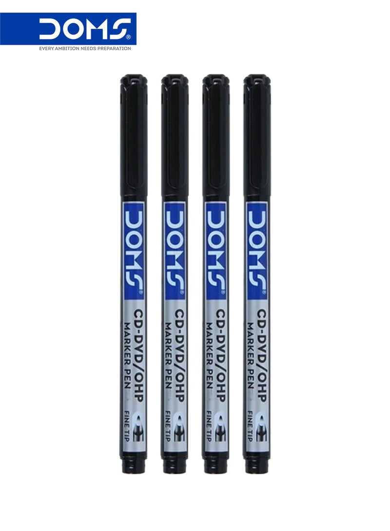 DOMS CD Marker Pen, Fine Tip, Black Permanent Ink, Smooth Writing Pack of 10 - Image 2